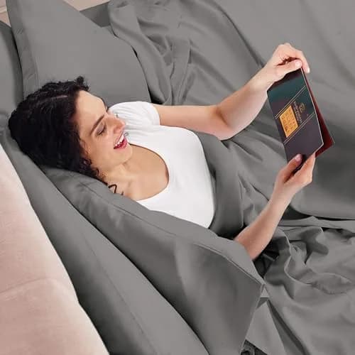 Empyrean California King Sheet Sets - 4 PC Microfiber Bed Sheets | Hotel Luxury Charcoal Gray thumbnail 4