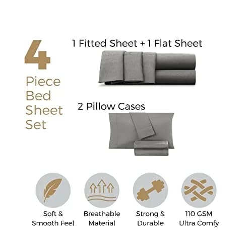 Empyrean California King Sheet Sets - 4 PC Microfiber Bed Sheets | Hotel Luxury Charcoal Gray thumbnail 7