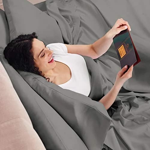Empyrean California King Sheet Sets - 4 PC Microfiber Bed Sheets | Hotel Luxury Charcoal Gray thumbnail 9