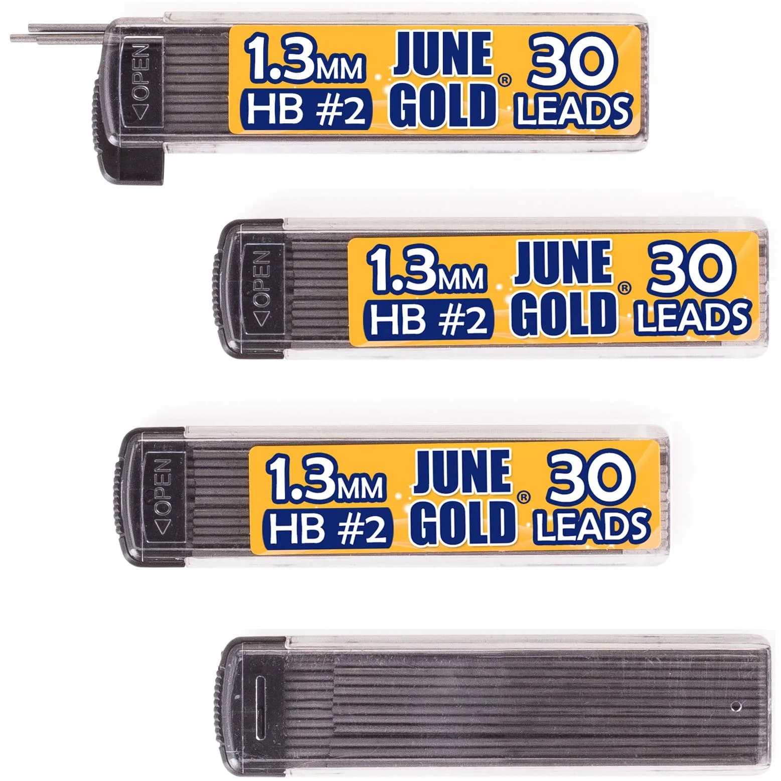 June Gold 0.5mm HB Graphite Lead Refills, 120mm Length, Break Resistant (18 Count) — Hb Graphite / 1.3 mm