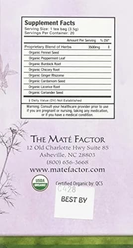 Maté Factor Digestive Tea with Prebiotics 20 Bag | Caffeine-Free Herbal Blend for Support thumbnail 2