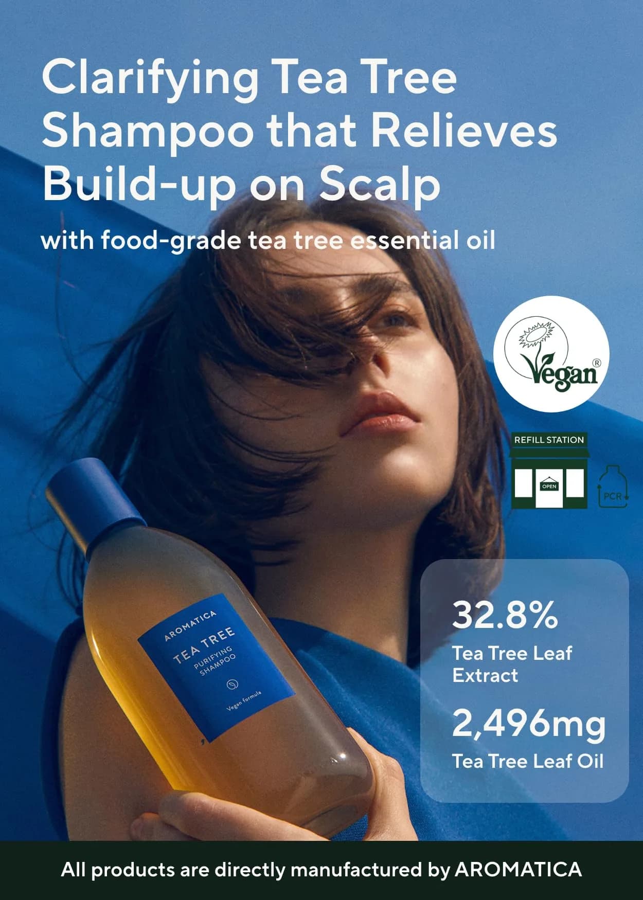 AROMATICA Purifying Tea Tree Shampoo for Oily Scalp & Hair 400ml (13.53 Fl Oz) | Clarifying & Cooling - view 2