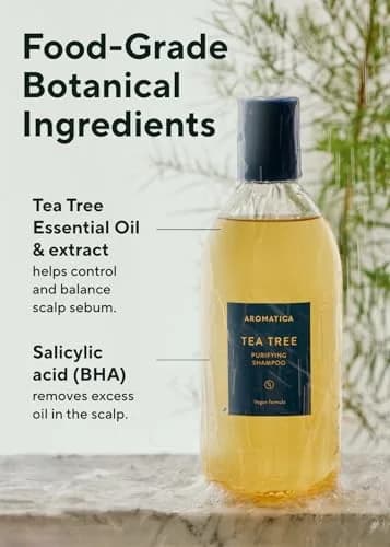 AROMATICA Purifying Tea Tree Shampoo for Oily Scalp & Hair 400ml (13.53 Fl Oz) | Clarifying & Cooling thumbnail 3