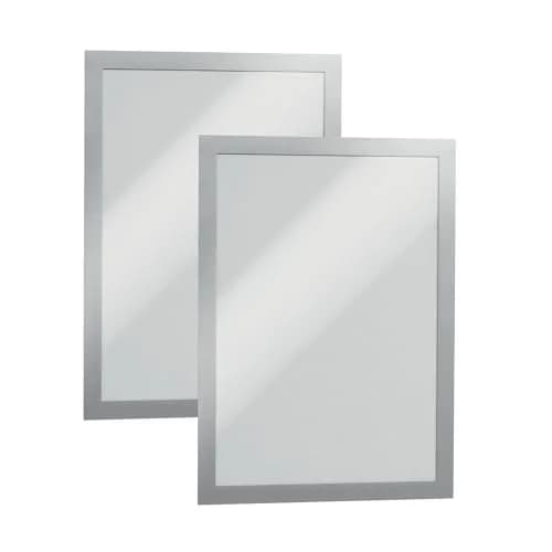 Durable Duraframe Sign Holder, Self-Adhesive, Silver, Letter Size, 2 Pack thumbnail 1