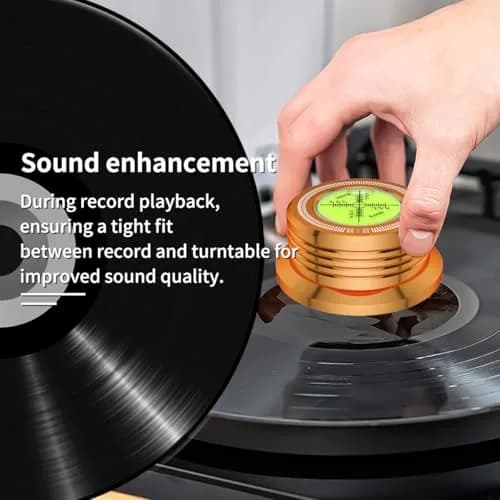 Viborg LP628G Turntable Stabilizer 280g (9.9 oz) Record Weight with Bubble Level | Improves Speed and Timing thumbnail 4
