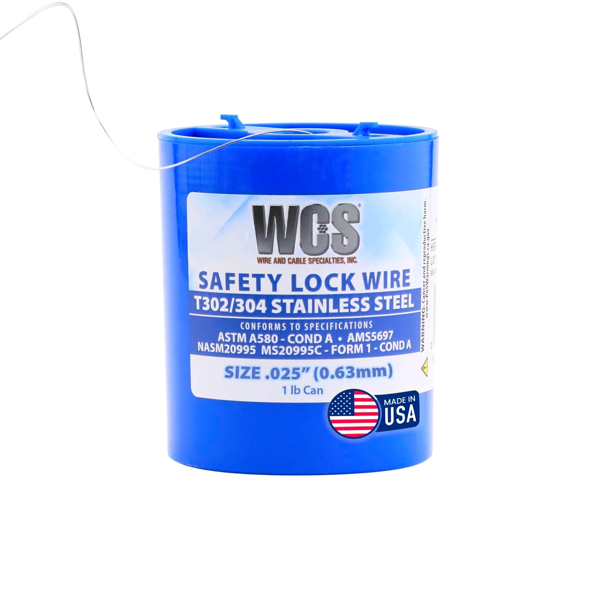 WCS .025 Stainless Steel Safety Lock Wire (0.635 mm / 0.025 in) | NASM20995C Compliant