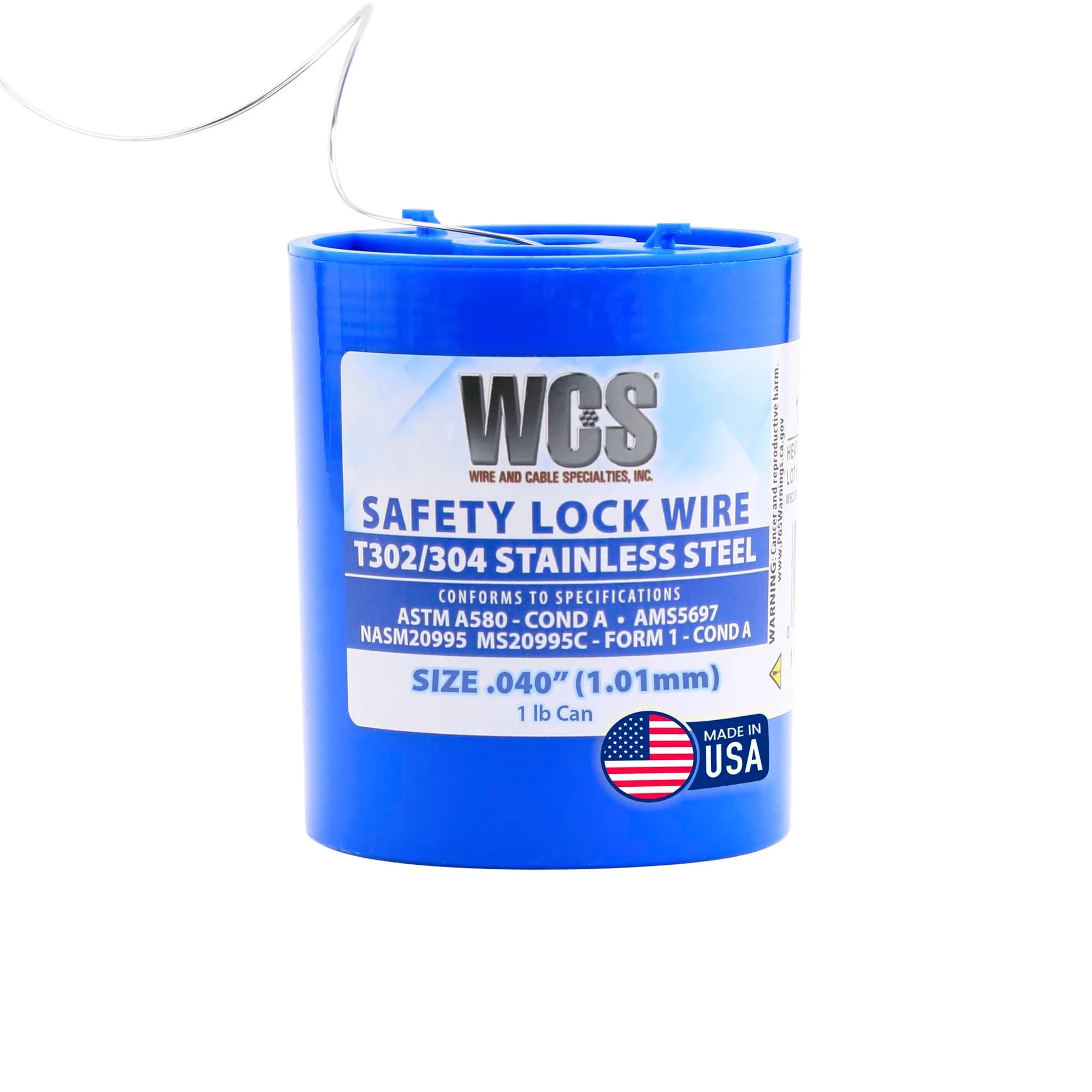 WCS .040 Stainless Steel Safety Lock Wire (1 lb / 0.45 kg) | NASM20995C MS20995C T302/304 ASTM A580