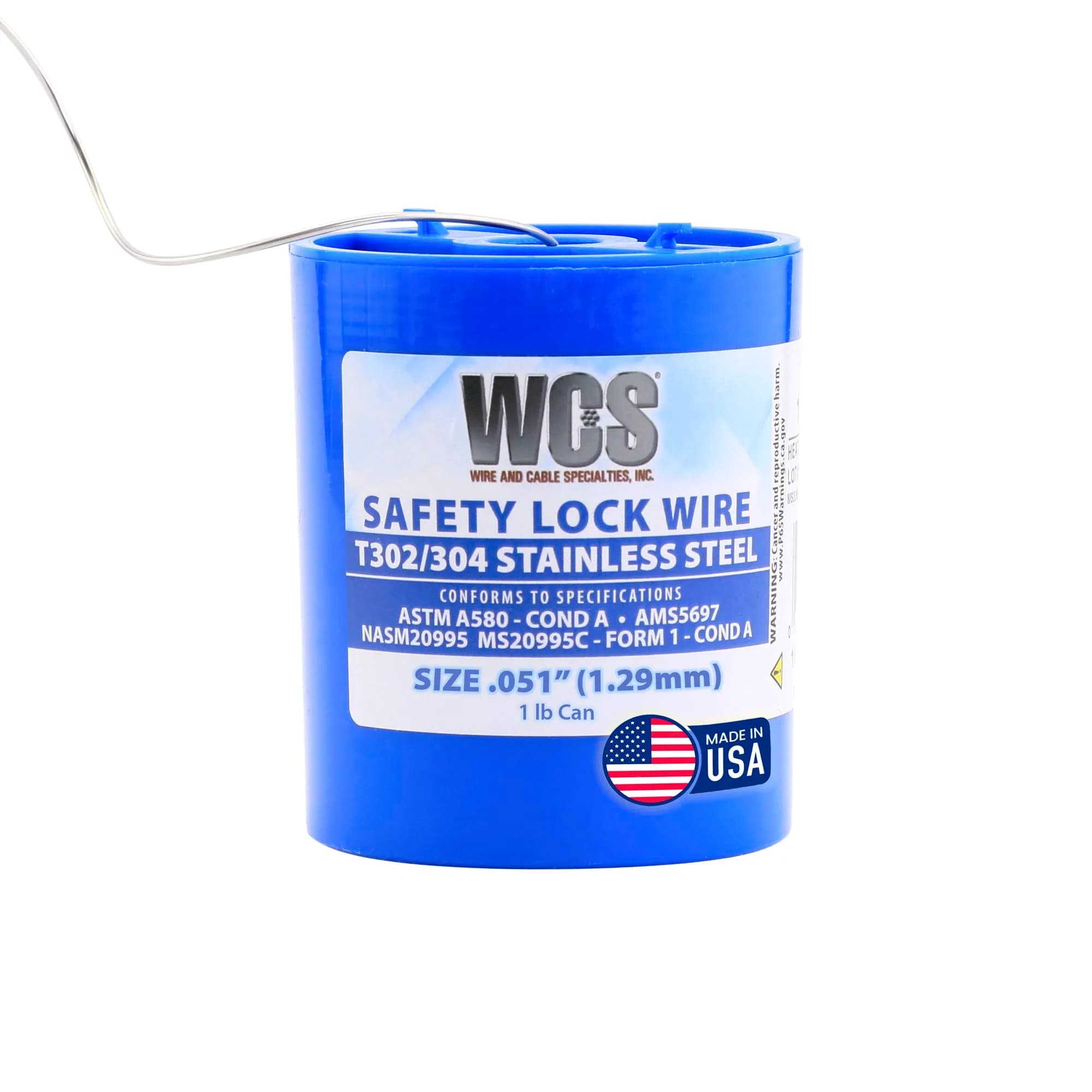 WCS .051 Inch Stainless Steel Safety Lock Wire, 1 lb Dispenser Can - Aircraft & Automotive Use