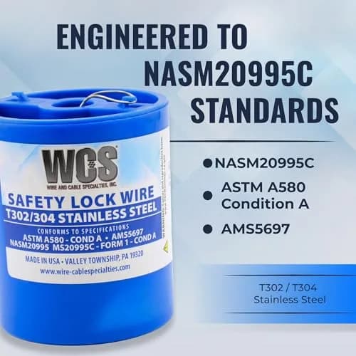 WCS .020 Inch Stainless Steel Safety Lock Wire, 5 lb Dispenser Can | T302/304 Corrosion-Resistant Mechanics Wire thumbnail 2
