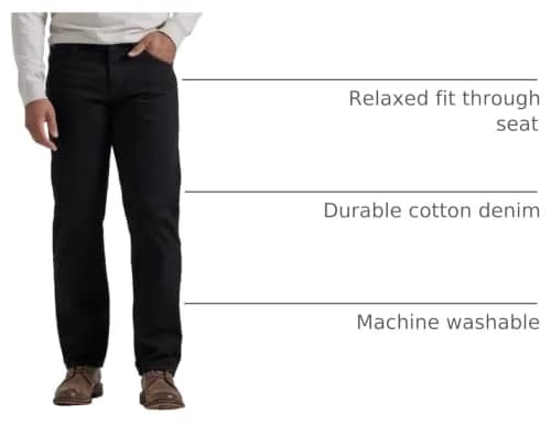 Wrangler Authentics Classic 5-pocket Relaxed Fit Cotton Jean, Black, 34W x 32L | Casual Comfort & Durability thumbnail 4