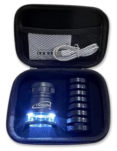 iGaging Stand Measuring Magnifier Comparator 10X Power with 9 Reticles & 7 LED Lights | Precision Glass Lens thumbnail 1