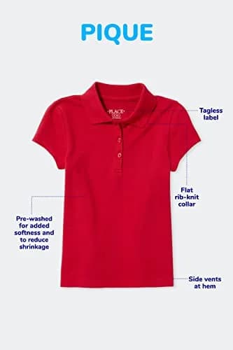 The Children's Place Girl's Short Sleeve Pique Polo Black 5/6 | Classic School & Casual Style thumbnail 6