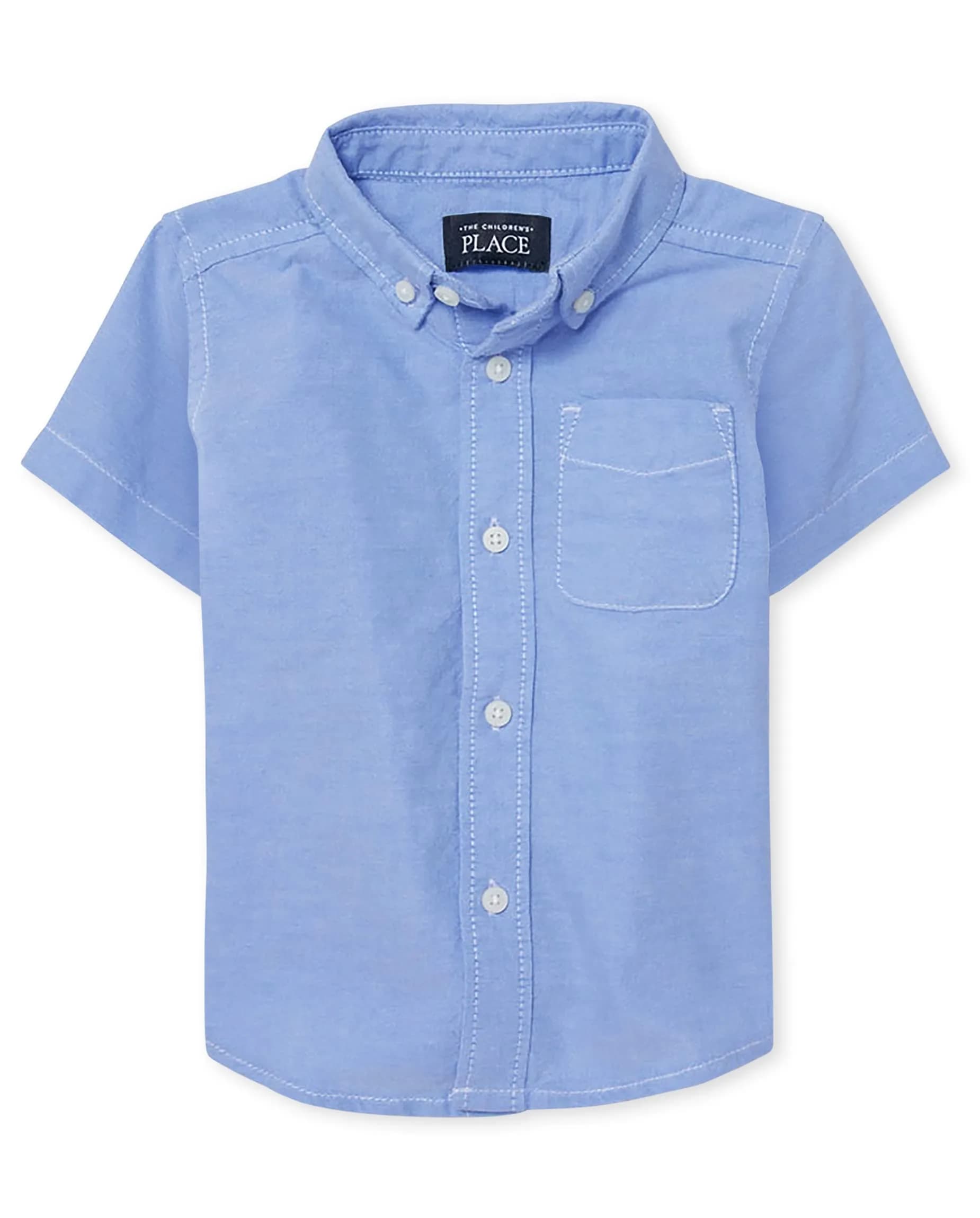 The Children's Place Baby Boys & Toddler Boys Short Sleeve Button-Down Shirt Light Blue Oxford 4T | Casual Style - main product image