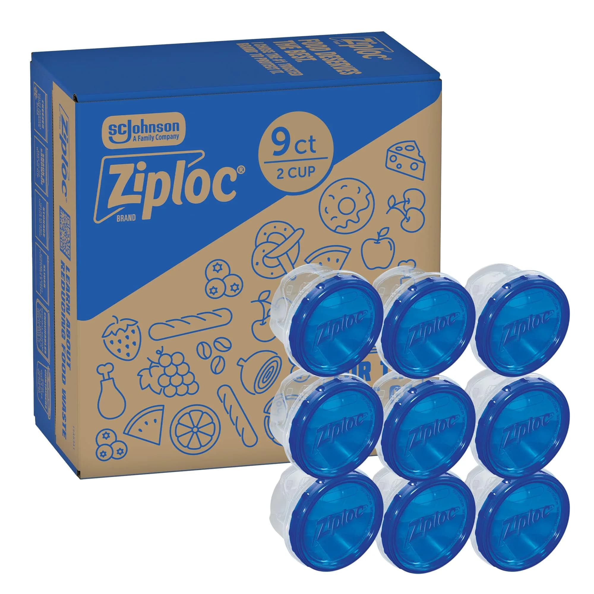 Ziploc Twist N Loc Leak-Proof Food Storage Containers, Small, 9 Count | BPA-Free, Stackable, Reusable - main product image
