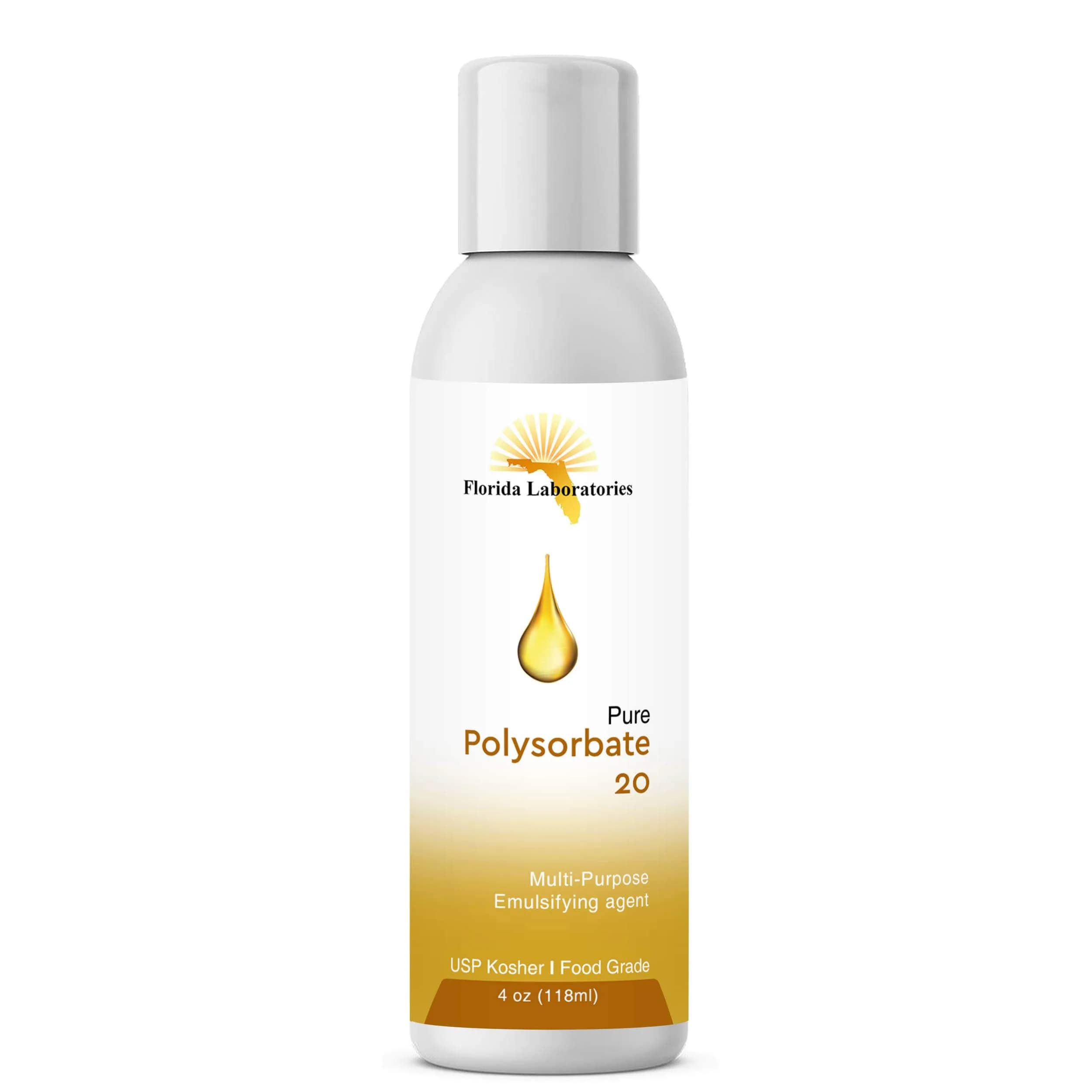 Florida Laboratories Polysorbate 20 Food Grade Kosher 118ml (4 fl oz) | Emulsifier for DIY Cosmetics & Sprays - main product image