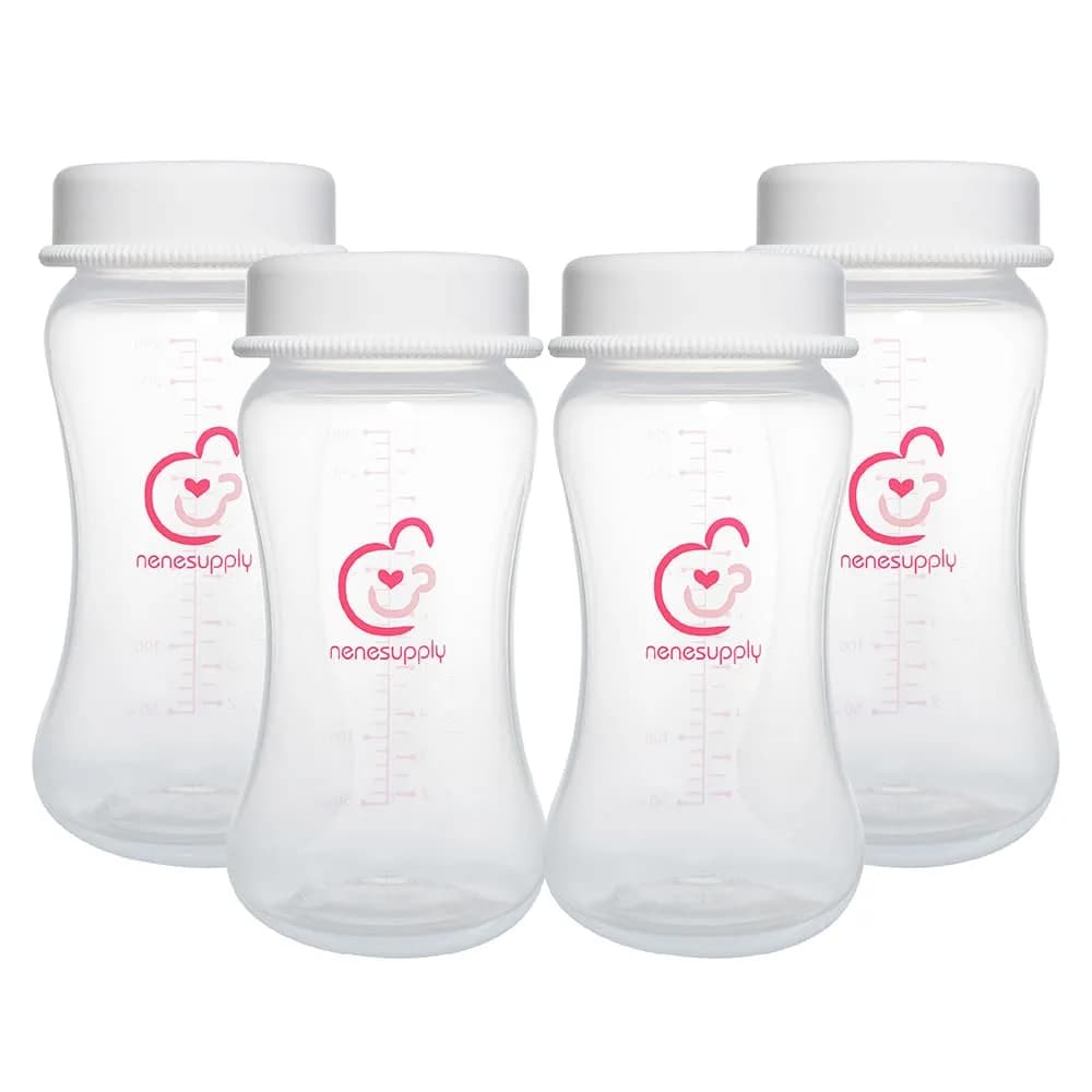 Nenesupply 9oz 4 Count Wide Neck Breastmilk Storage Bottle | Compatible with Spectra Pumps, BPA-Free, Dishwasher Safe - main product image