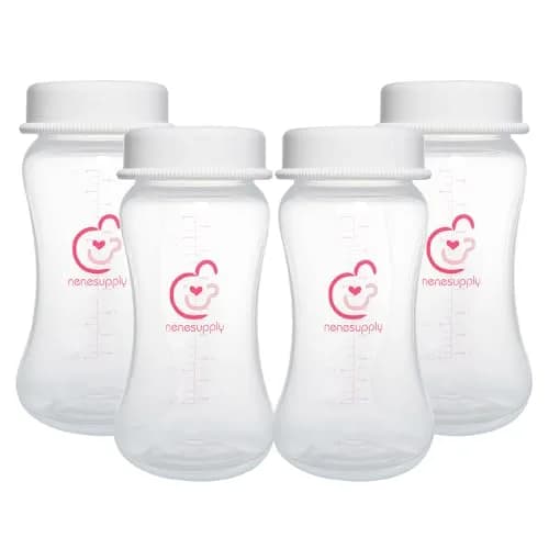 Nenesupply 9oz 4 Count Wide Neck Breastmilk Storage Bottle | Compatible with Spectra Pumps, BPA-Free, Dishwasher Safe thumbnail 1