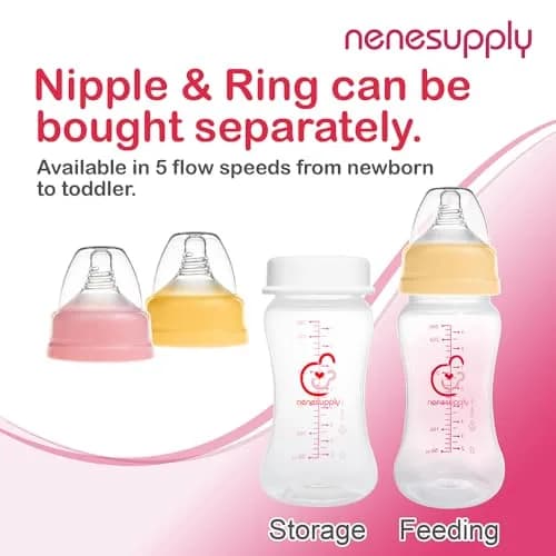 Nenesupply 9oz 4 Count Wide Neck Breastmilk Storage Bottle | Compatible with Spectra Pumps, BPA-Free, Dishwasher Safe thumbnail 7
