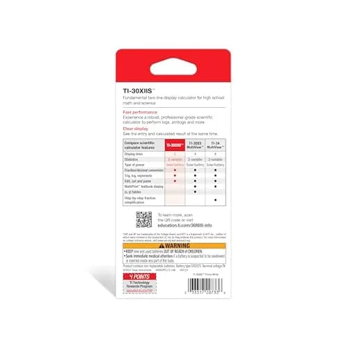 Texas Instruments TI-30XIIS Scientific Calculator White | Essential for High School Math & Science thumbnail 3