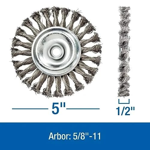Mercer Abrasives Knot Wire Wheel 5" x 1/2" x 5/8"-11 | Heavy-Duty Abrasion Tool thumbnail 2