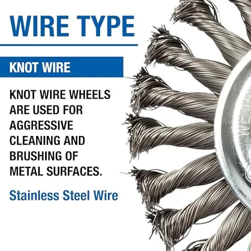 Mercer Abrasives Knot Wire Wheel 5" x 1/2" x 5/8"-11 | Heavy-Duty Abrasion Tool thumbnail 3