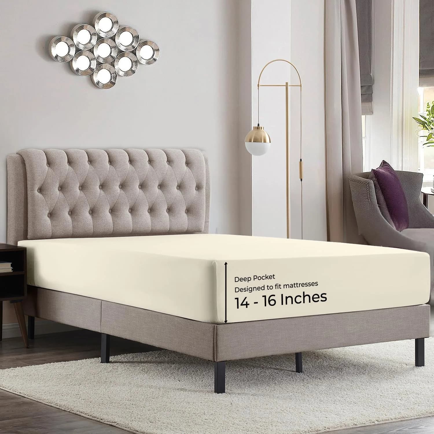 Empyrean Bedding King Fitted Sheet 156cm x 203cm (78" x 80") | Deep Pocket 40cm (16") for 14-16" Mattresses - main product image