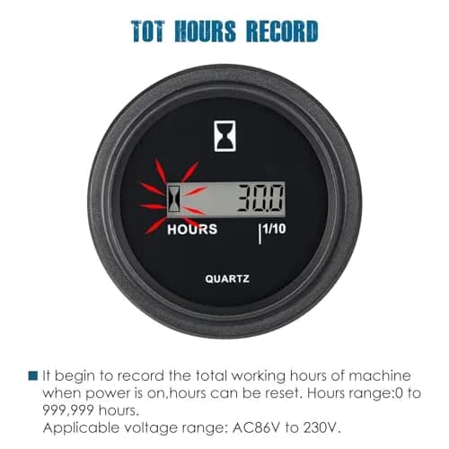 Runleader RL-HM005 LCD Hour Meter AC 86-230V | Tracks Runtime, Resettable Hours, IP65 Waterproof thumbnail 2
