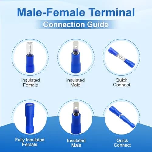 Baomain 1/4" Female Spade Connectors 16-14 AWG (100-Pack, Blue) | Secure Wire Connections for Automotive & Electronics thumbnail 5