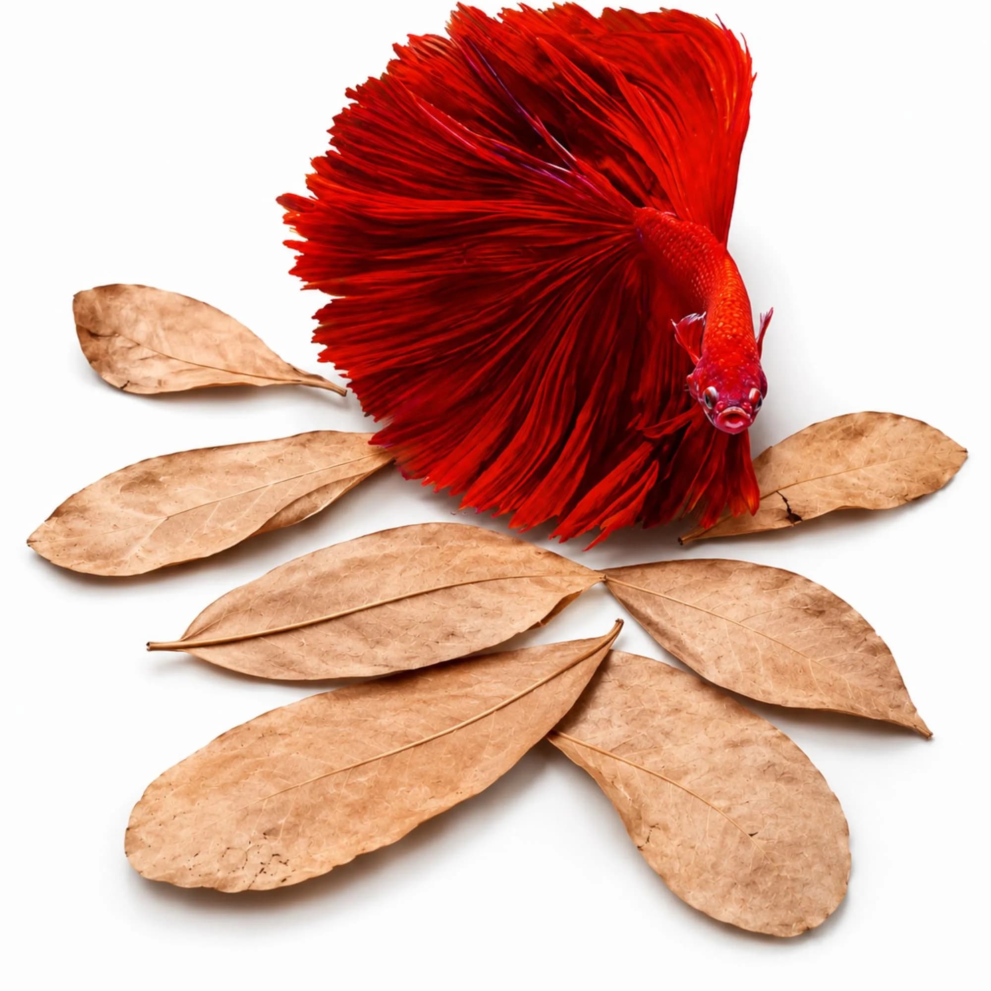 SunGrow 50 pcs Indian Almond Leaves (2" each) | Natural Betta Fish Tank Water Conditioner for Breeding, Shrimp, Goldfish & Frogs - main product image
