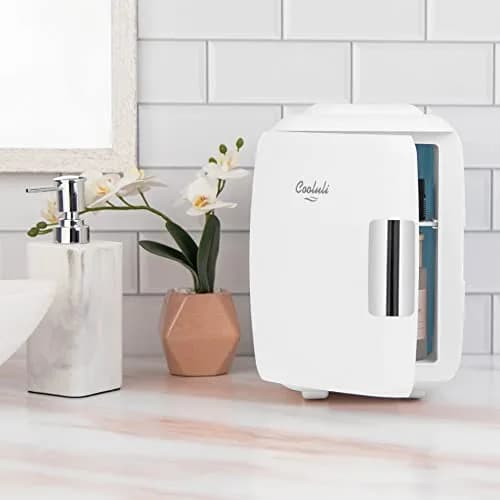 Cooluli White 4L Mini Fridge & Warmer 4.2 Quarts (3.8L) | ETL Certified Portable Electric Cooler & Warmer for Skincare, Drinks, & Makeup thumbnail 6
