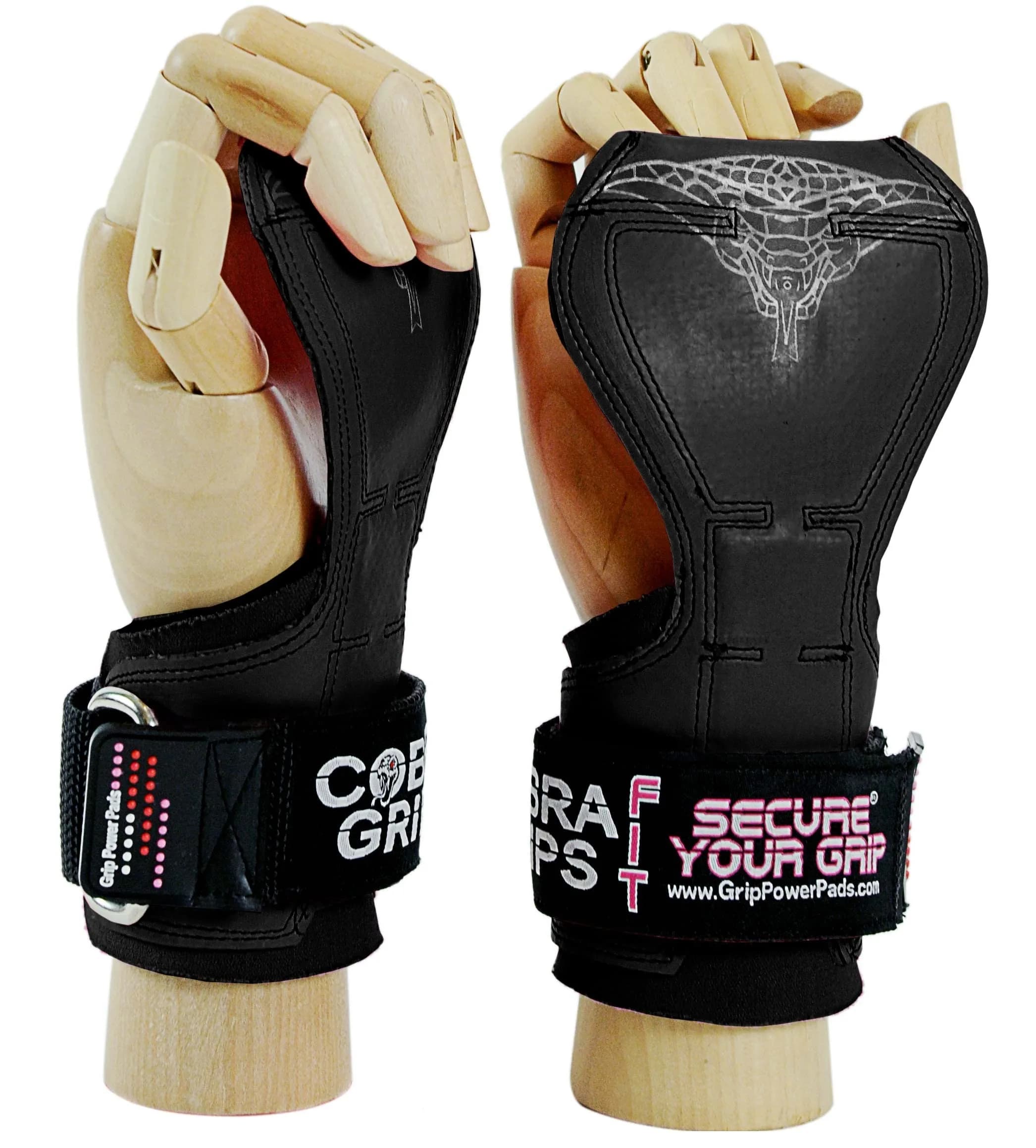 Cobra Grips PRO A PRO Black Rubber Weight Lifting Gloves with Wrist Wraps - 5.5 - 8.75" Wrist — FIT Black Rubber / 4.25 - 7.0"