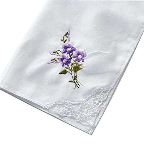 RDS HANKYTEX Cotton Embroidery Ladies' Handkerchiefs Lace Set of 6 (11 inch / 27.94 cm) thumbnail 5