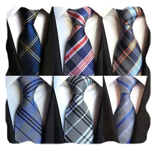 WeiShang Classic Men's Woven Jacquard Necktie Set of 6 | Elegant Formal & Party Wear (146cm x 8cm) thumbnail 1
