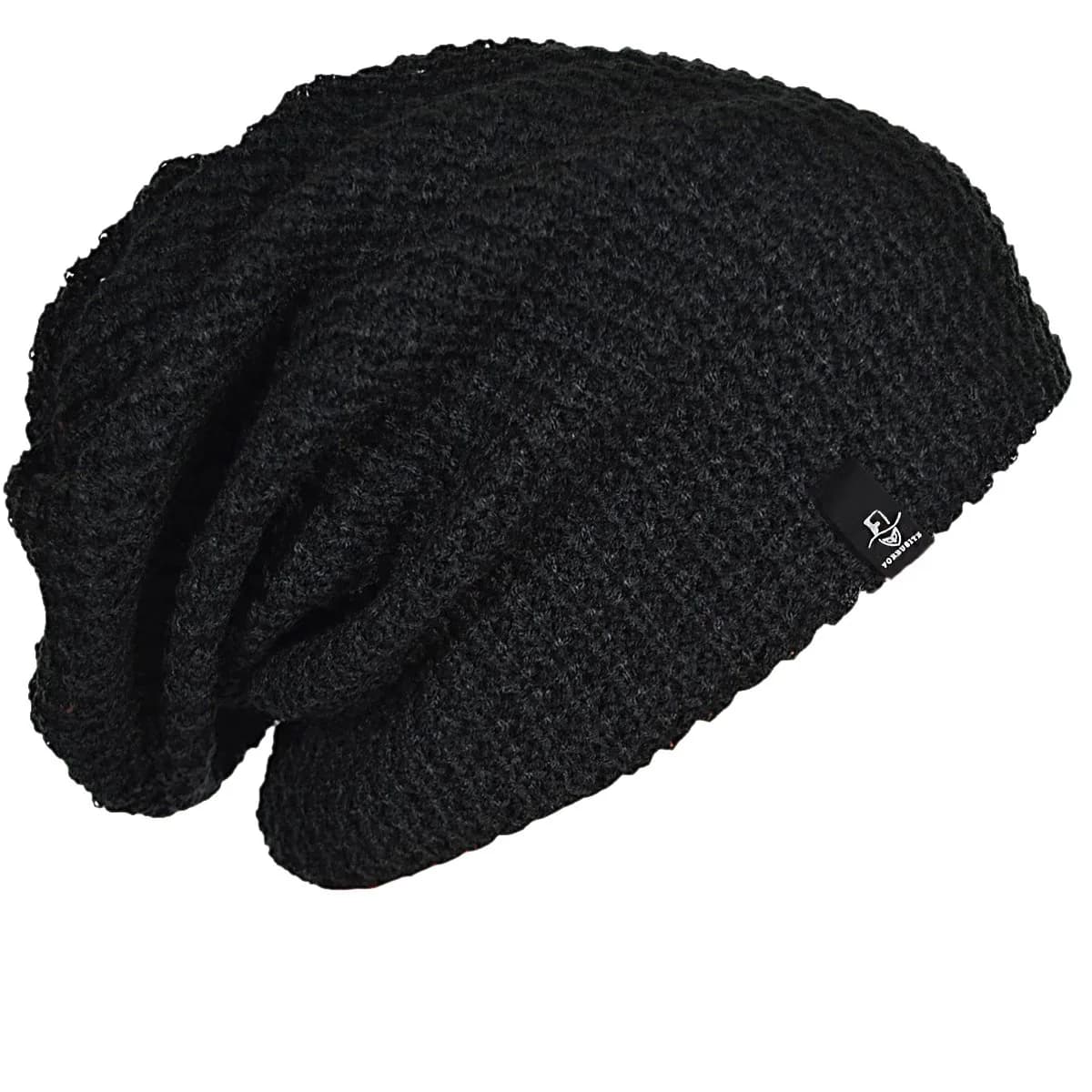 FORBUSITE Slouchy Oversized Beanie Hat Black Knit Cap 26cm (10.24 inch) | All-Season Comfort - main product image