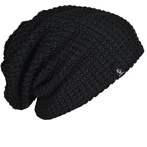 FORBUSITE Slouchy Oversized Beanie Hat Black Knit Cap 26cm (10.24 inch) | All-Season Comfort thumbnail 1