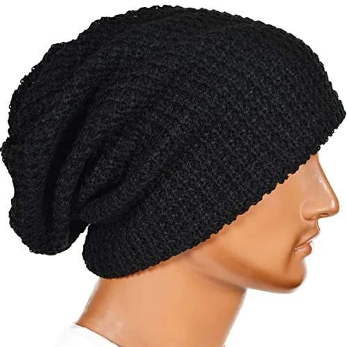 FORBUSITE Slouchy Oversized Beanie Hat Black Knit Cap 26cm (10.24 inch) | All-Season Comfort thumbnail 2