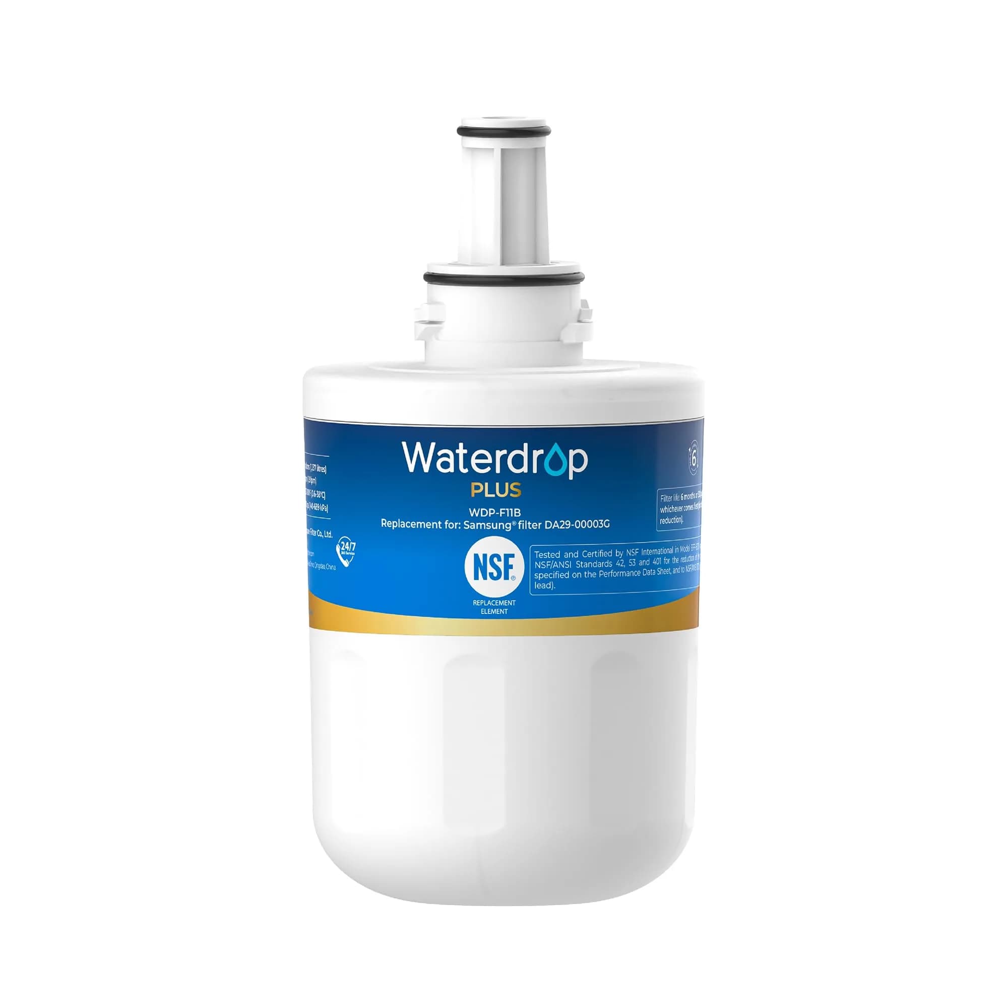 Waterdrop Plus WDP-F11B Refrigerator Water Filter Replacement 300 Gallons (1 Count) | NSF Certified for Samsung DA29-00003G - main product image