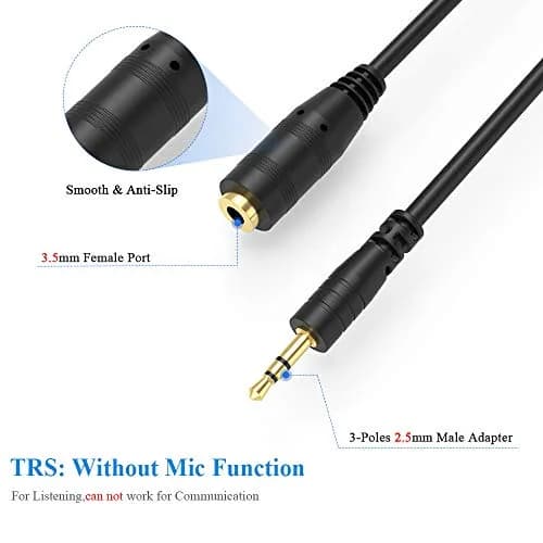 ELECTOP 2.5mm Male to 3.5mm Female Stereo Audio Jack Adapter Cable for Headphone | 17cm Length, Pure Sound thumbnail 2