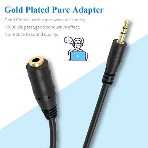 ELECTOP 2.5mm Male to 3.5mm Female Stereo Audio Jack Adapter Cable for Headphone | 17cm Length, Pure Sound thumbnail 3