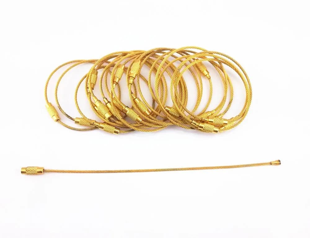 yueton 20pcs Stainless Steel Wire Keychain Cable Key Ring Gold | Lightweight & Durable