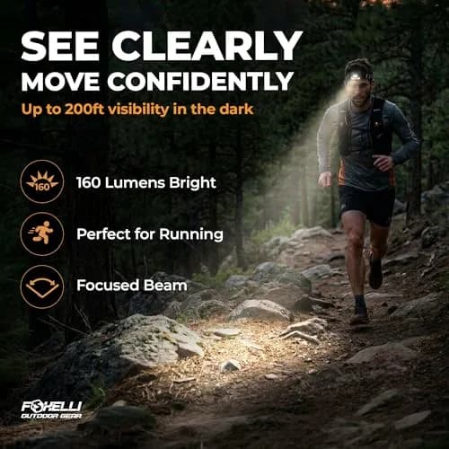 Foxelli USB-C Rechargeable LED Headlamp 160 Lumens | Waterproof, Lightweight & Adjustable for Outdoors & Kids thumbnail 2