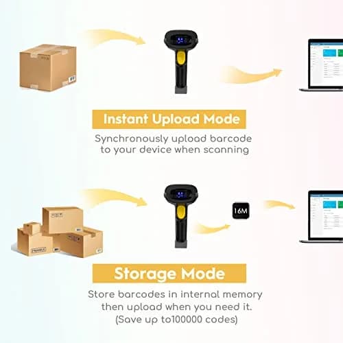 NADAMOO Wireless Barcode Scanner 100m Indoor | 1D Laser Automatic Reader with USB Receiver thumbnail 6