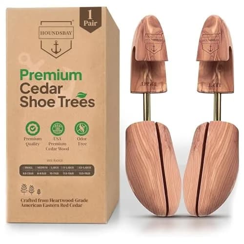 HOUNDSBAY Cedar Shoe Tree, Shoe Trees for Men & Women, Shaper & Stretcher for Boots & Sneakers, XL (11.5-13 US Men's) | Aromatic Red Cedar Wood thumbnail 1