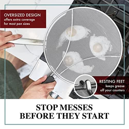 BergKoch 13 Inch Stainless Steel Splatter Screen | Heavy Duty Grease Guard for Frying Pans thumbnail 3