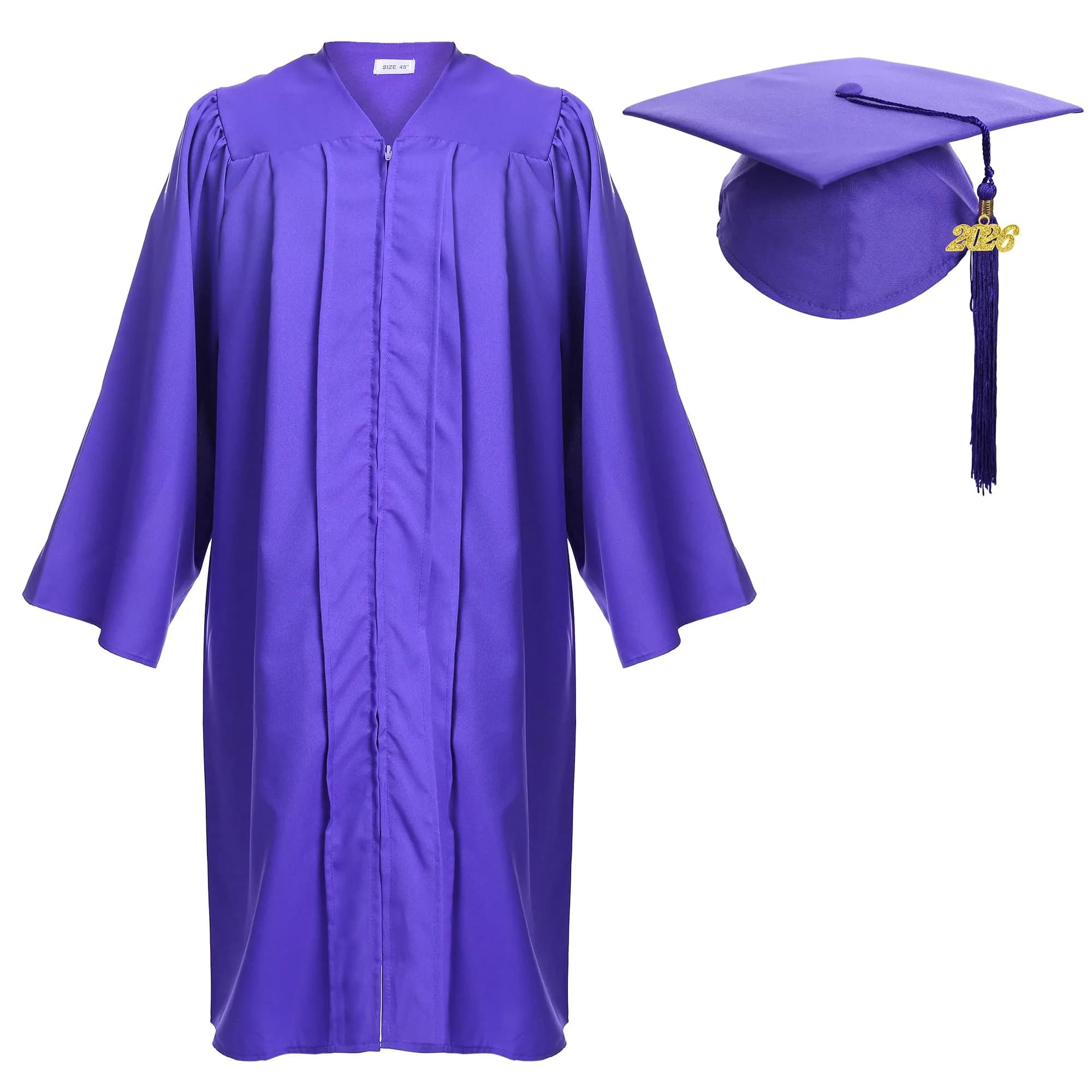 Newrara Graduation Gown Cap Tassel Set (Medium 48(5'3"-5'5"), Red) | Classic Polyester Graduation Attire for Adults — Purple / Large 51(5'6"-5'8")