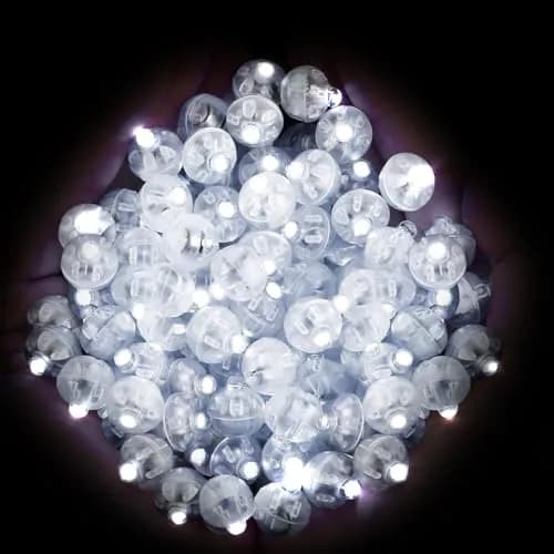 Neo LOONS White Round LED Ball Lamp Lights 1.7cm (0.67 inch) Diameter | 100 pcs for Paper Lanterns & Balloons thumbnail 1