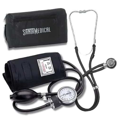 Santamedical Aneroid Sphygmomanometer with Stethoscope - Black - 0.43 kg (0.96 lb) | Manual Blood Pressure Monitor Kit thumbnail 1
