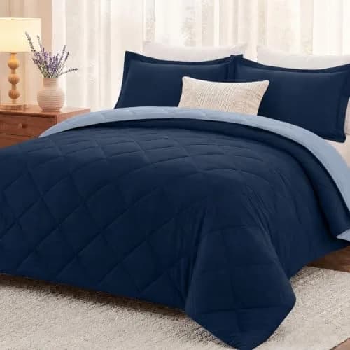 downluxe Queen Comforter Set Blue/Sapphire 203cm x 213cm (88" x 84") | All-Season Soft Microfiber Bedding - main product image