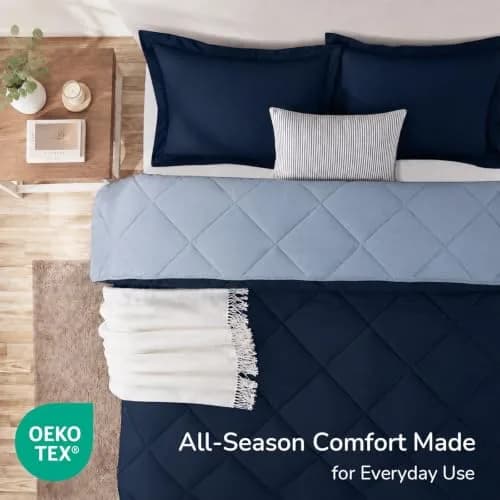downluxe Queen Comforter Set Blue/Sapphire 203cm x 213cm (88" x 84") | All-Season Soft Microfiber Bedding thumbnail 4