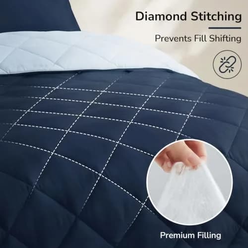 downluxe Queen Comforter Set Blue/Sapphire 203cm x 213cm (88" x 84") | All-Season Soft Microfiber Bedding thumbnail 5